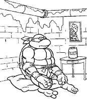 coloriage la tortue ninja en pleine meditation